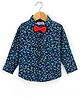 Babyhug Full Sleeves Party Wear Shirt With Bow - Navy Blue