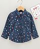 Babyhug Cotton Woven Full Sleeves Christmas Theme Printed Shirt - Navy