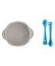 B4Brain Silicone Suction Bowl & 2 Silicon Giraffe Spoon Pink - 400 ml