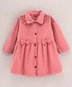 Wow Clothes Cotton Full Sleeves Frock Floral Embroidery - Pink