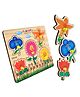 Mingkids Flower Wooden Jigsaw Peg Puzzle Toy Multicolour - 5 Pieces