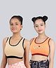 D'chica Pack Of 2 Solid & Self Love Printed Sports Bra - Peach
