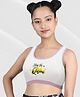 D'chica Slay Like A Queen Text & Crown Placement Printed Athleisure Sports Bra - White