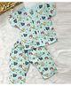 A Toddler Thing Half Sleeves All Over Dolphin & Star Printed Organic Muslin Shirt With Coordinating Pyjama - Blue