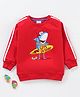 Kookie Kids Full Sleeves Sweatshirt With Graphics & Stripes Detailing- Red