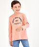 Primo Gino Full Sleeves Cotton T-Shirt HD Text Print - Peach