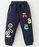 Kookie Kids Full Length Terry Lounge Pant Text Print - Navy Blue