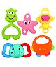 NEGOCIO Rattle Set with Teethers for New Born Babies Toy for Babies Non-Toxic Pack of 5 (Colour May Vary)