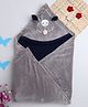 Yellow Apple Super Soft Hooded Baby Blanket with Bear Embroidery - Grey & Blue