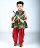 Aglare Sleeveless Bandhani & Mirror Word Detail Navratri Kedia Set - Green