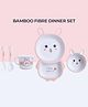 Polka Tots Eco-Friendly 5-Piece Bamboo Fiber Feeding Set For Babies, Toddlers, & Kids Includes Shaped Plate, Bowl, Cup, Spoon, Fork  Bunny Design | Kids Tableware & Crockery Set