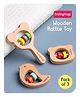 Babyhug Wooden Teething Rattle Toy  Pack of 3 | Safe Wooden Teethers & Rattles For Babies | Eco-Friendly & Helps Soothe Teething Pain While Improving Grip Skills | Multicolor | BIS Certified