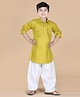 AJ Dezines Full Sleeves Button Closure Solid Pathani Suit - Green
