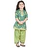 Adiva Three Fourth Sleeves Floral Printed Kurta & Salwar Set - Green