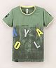 Earth Conscious Half Sleeves High Density & Reflective Abstract Text Printed Tee -  Pista Green
