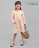 Babyoye Cotton Eco Conscious Full Sleeves One Piece Dress Floral Print - Cream