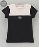 Calvin Klein Cap Sleeves Slim Fit T-Shirt Logo Print - Black