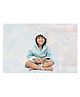 Thread Fairy Full Sleeves Soft Cotton Shark Bath Robe - Blue