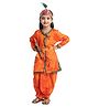 Bhartiya Paridhan Silk Woven Full Sleeves Kurta Solid With Dhoti & Bansuri Mukut With Belt - Orange ( Print May Vary In Accessories & Trims)
