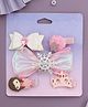 Yellow Bee Set Of 5 Embellished Bow Snowflake & Tiara Aligator Hair Clips - Pink