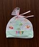 Moms Home Baby Cap Mitten Bootie Set Baby Text Print Green - Diameter 18 cm- Mitten Length 7 cm