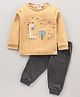 First Smile Full Sleeves T-Shirt and Lounge Pants Set Multiprint - Orange Black