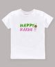 KAVEE 100% Pure Cotton Bio Wash Half Sleeves Happy Rakhi Printed Rakshabandhan Theme Tee - White