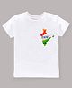 KAVEE Pure Cotton Knit Republic Day Theme Half Sleeves Flag Printed Biowashed Tee - White