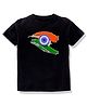 KAVEE Pure Cotton Knit Republic Day Theme Half Sleeves India Text Printed Biowashed Tee - Black