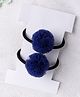 Knotty Ribbons Set Of 2 Pom Pom Applique Hair Ties - Dark Blue