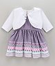 Orrigany Sleeveless Frock With Full Sleeves Shrug Multi Print - Purple