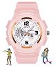 Spiky Analouge & Digital Sporty Watch - Pink