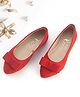 Hola Bonita Slip On Solid Bellies With Bow Applique - Red