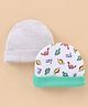 Ben Benny Baby Caps Dinosaur Print And Solid Pack of 2 Blue Grey  - Diameter 9.5 cm