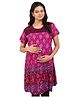 MomToBe Half Sleeves Printed Maternity Kurti - Pink