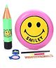 Funworld Stationery Kit With Frisbee Pack Of 7 - Green & Pink