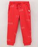 Tommy Hilfiger Full Length Track Pant Text Print - Red