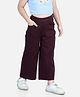 Aww Hunnie Full Length Solid Flared Trouser With Front Pocket - Purple