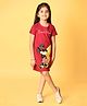 Nap Chief Half Sleeves Beach Vibe Mickey Mouse Print Dress - Maroon