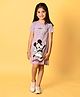 Nap Chief Half Sleeves Fri Yay Mickey Mouse Print Dress - Purple