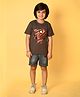 Nap Chief Half Sleeves Iron Man Battle Suit Featured T Shirt - Dark Grey