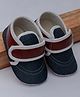 Daizy Denim Brown Strap Velcro Closure Booties - Navy Blue