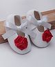 Daizy Rose Applique Ribbon Bow Detailed Booties - White