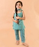 Fairies Forever Sleeveless Stripeace Embellished Kurta WIth Coordinating Salwar & Dupatta - Blue