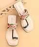 Earthy Touch Premium Slip On Ethnic Wear Mojaris with Floral Embroidery - Beige Green