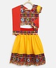 Banjara India Navratri Exclusive Short Sleeves Kutchi Embroidered Choli With Lehenga And Dupatta - Yellow
