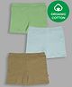 Nino Bambino 100% Organic Pack Of 3 Cotton Solid Shorts - Green Sky Blue Brown