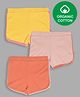 Nino Bambino 100% Organic Pack Of 3 Cotton Solid Shorts - Yellow Peach Orange