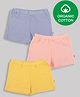 Nino Bambino 100% Organic Pack Of 3 Cotton Solid Shorts - Blue Peach Yellow