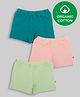 Nino Bambino 100% Organic Pack Of 3 Cotton Solid Shorts - Blue Baby Pink Mint Green